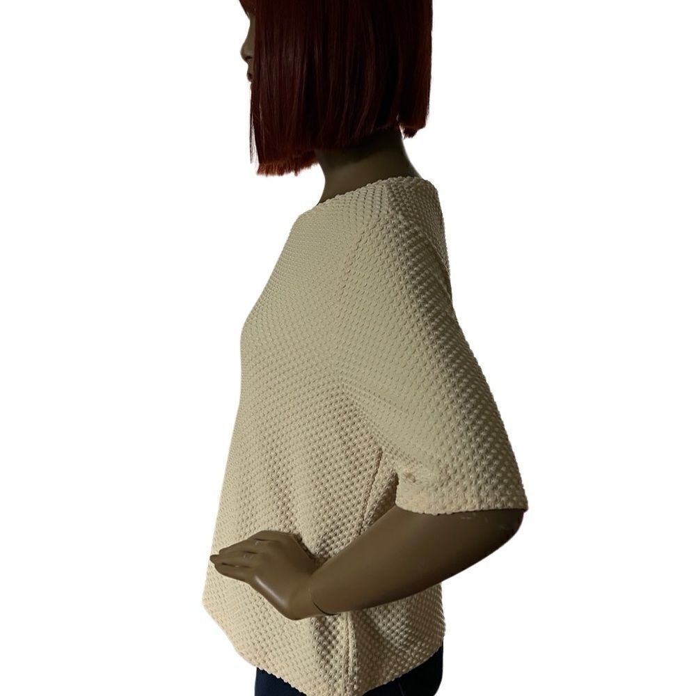 Chicos Butter Yellow Waffle Top Size 1 - Picture 2 of 5